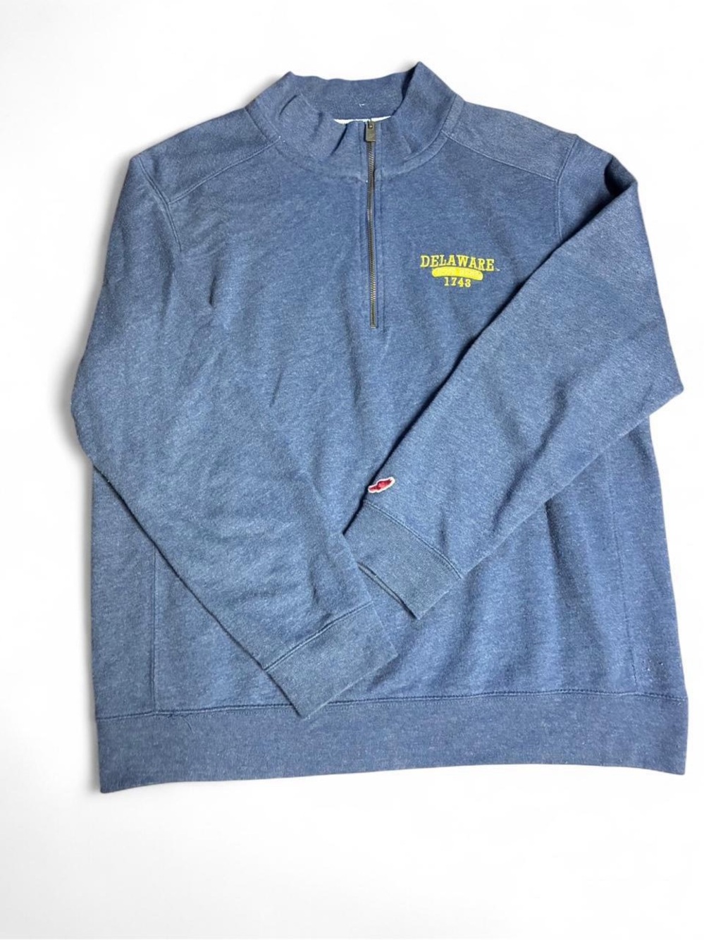 League Blue Quarter-Zip Sweatshirt with Yellow Delaware Blue Hens Logo